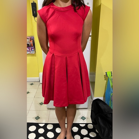 Ted Baker Just for You Red Dress with Cap Sleeves Size 1 - Picture 8 of 10
